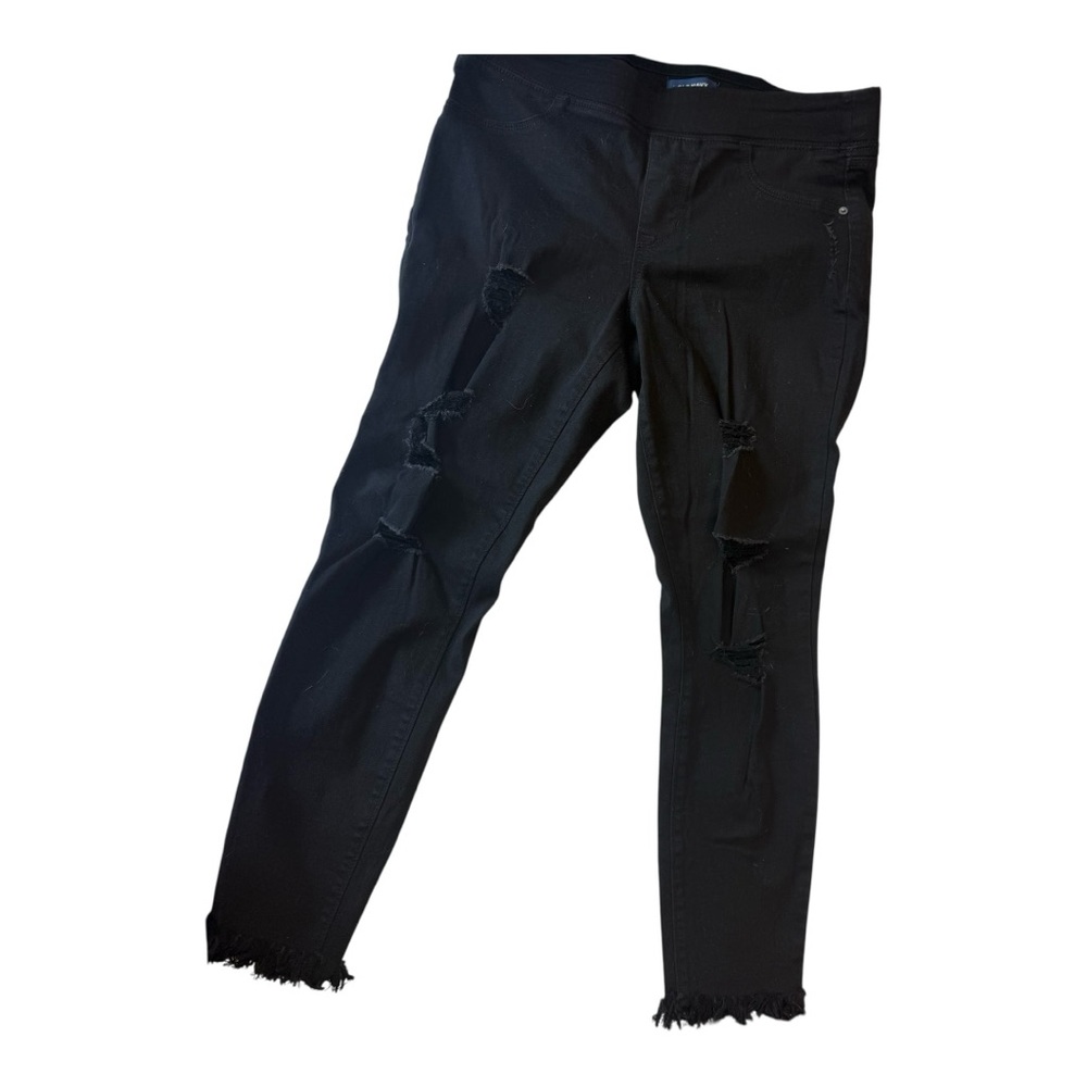 Old Navy Black Skinny Jeans with Modern Frayed Hem MID RISE